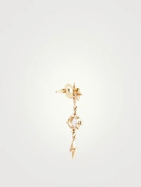 Aztec Luna 14K Gold Single Charm Earring With Clear Topaz And Diamonds