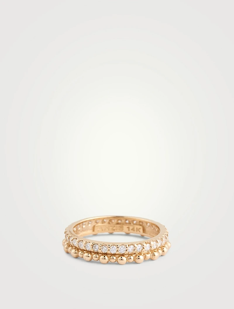 Dew Drop 14K Gold Double Eternity Ring With Diamonds