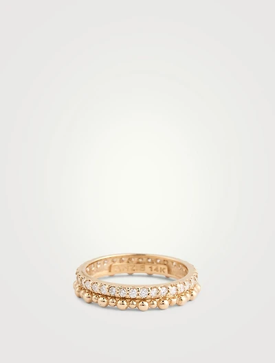 Dew Drop 14K Gold Double Eternity Ring With Diamonds