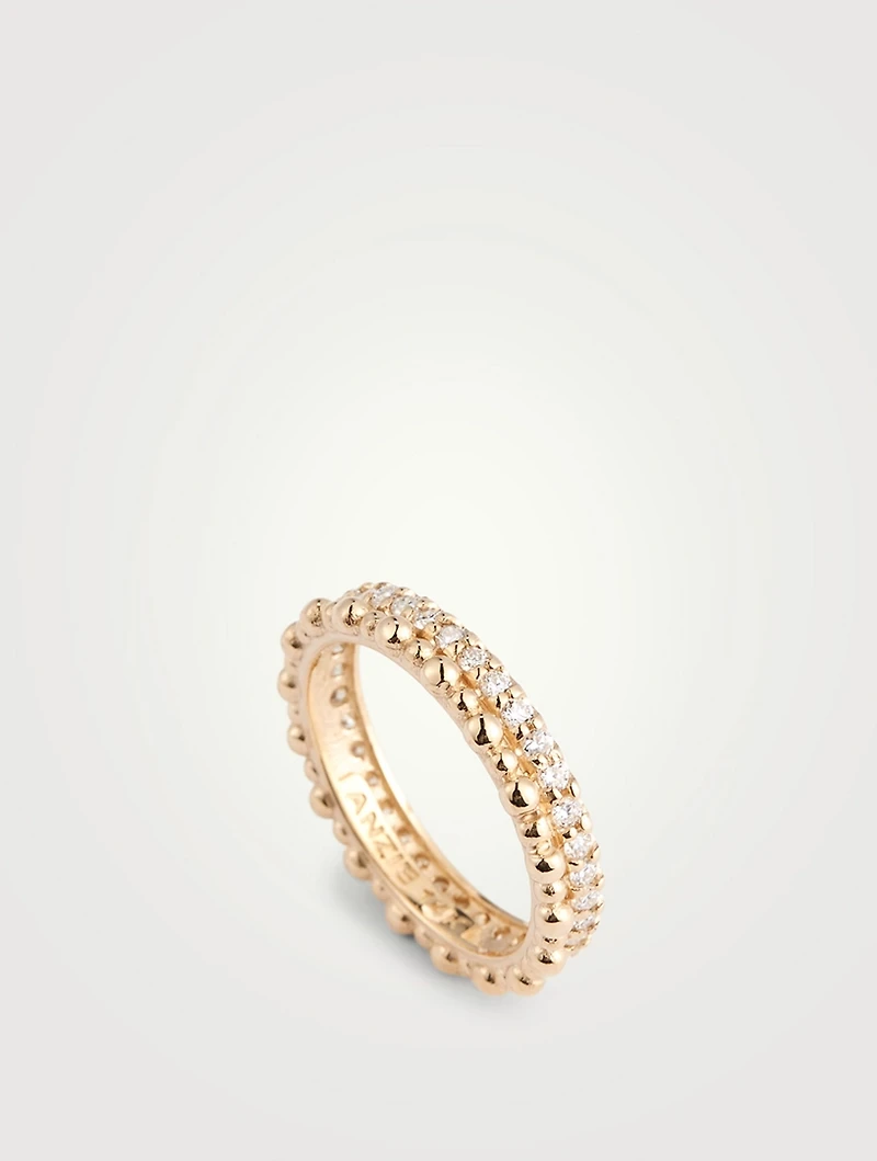 Dew Drop 14K Gold Double Eternity Ring With Diamonds