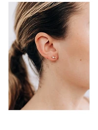 Dew Drop 14K Gold Marine Bar Stud Earrings With Pearls