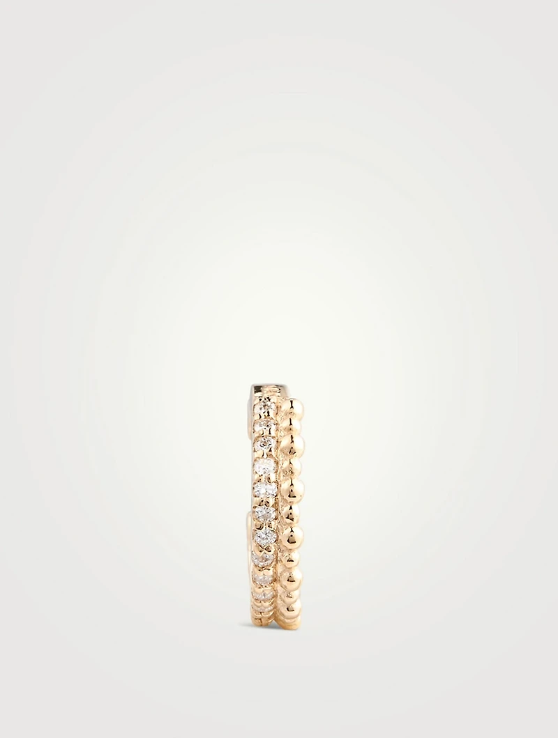 Dew Drop 14K Gold Double Ear Cuff With Diamonds
