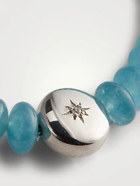 Bohème Faceted Blue Jade Rondelle And Sterling Silver Bracelet With White Topaz