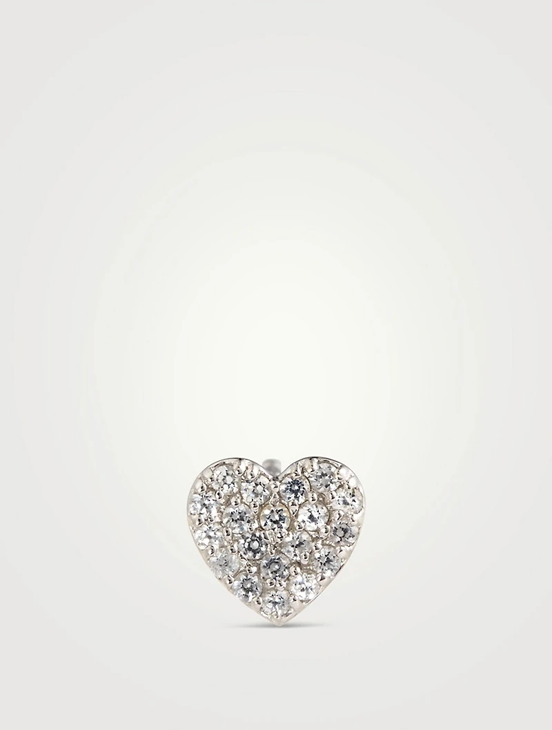 Love Letter Sterling Silver Pavé Heart Stud Earring With White Sapphire