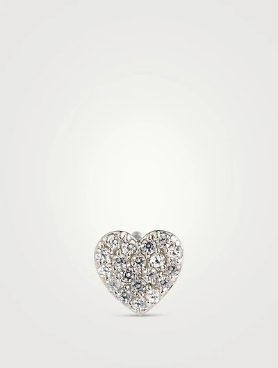 Love Letter Sterling Silver Pavé Heart Stud Earring With White Sapphire