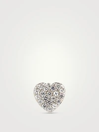 Love Letter Sterling Silver Pavé Heart Stud Earring With White Sapphire