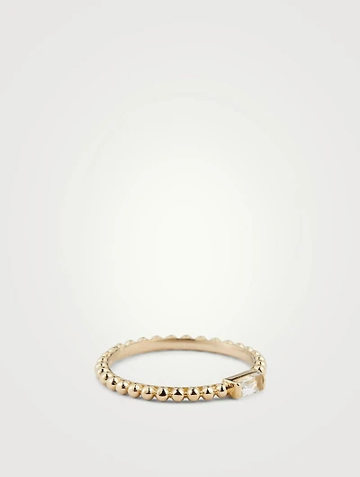 Dew Drop Baguette Stackable Ring With White Topaz