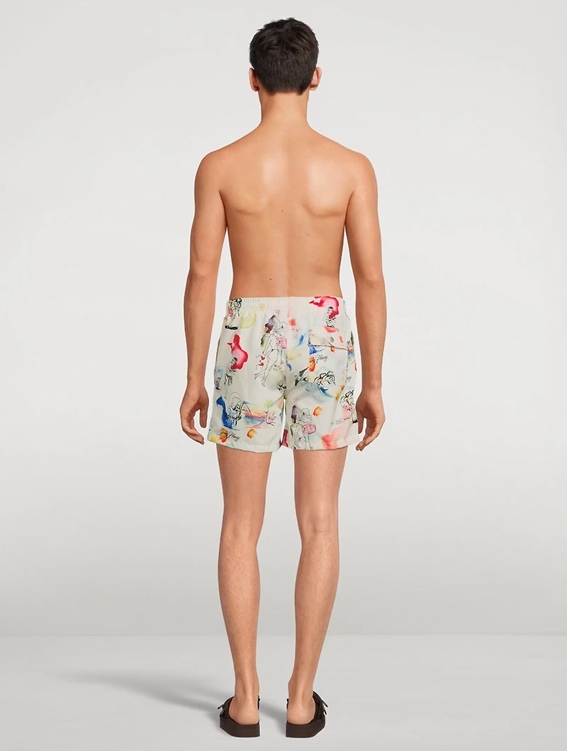 Recycled Swim Shorts Souvenir Print