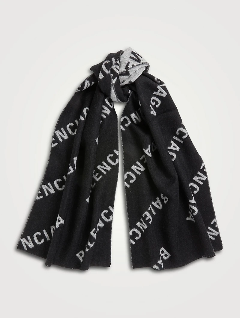 Wool Jacquard Logo Scarf