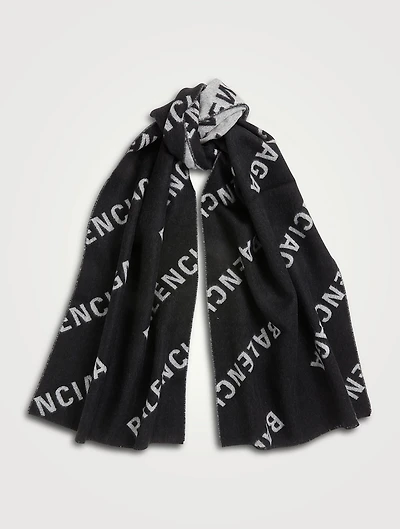 Wool Jacquard Logo Scarf