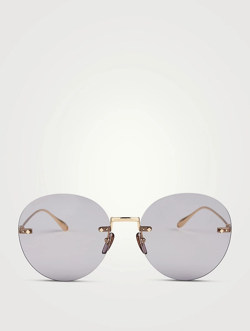 Round Sunglasses With Flower Pendants