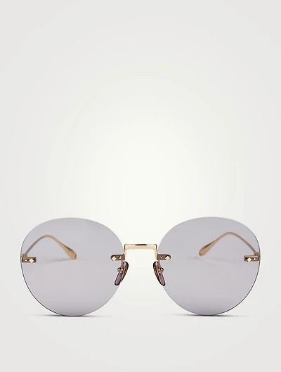 Round Sunglasses With Flower Pendants