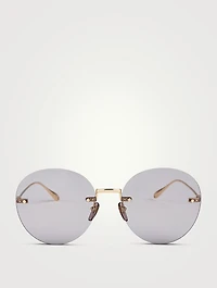 Round Sunglasses With Flower Pendants