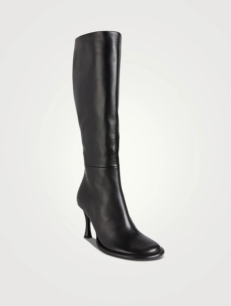 Pipe Leather Knee-High Boots