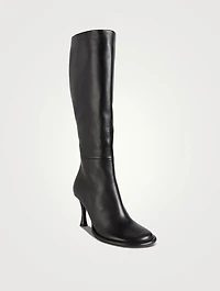 Pipe Leather Knee-High Boots