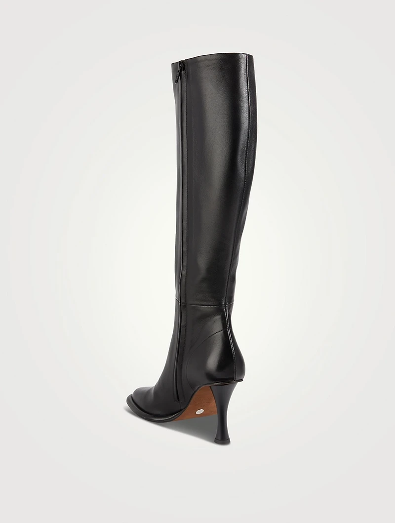 Pipe Leather Knee-High Boots