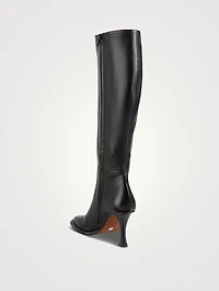 Pipe Leather Knee-High Boots