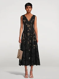 Magnolia Guipure Lace Midi Dress