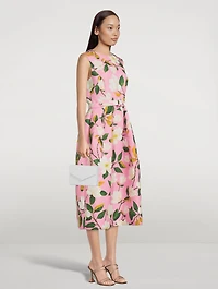 Faille Belted Midi Dress Magnolia Print