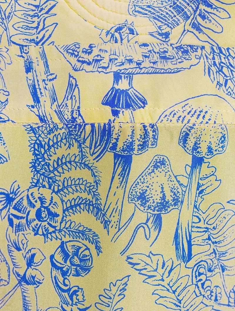 Silk Midi Dress Mushroom Print