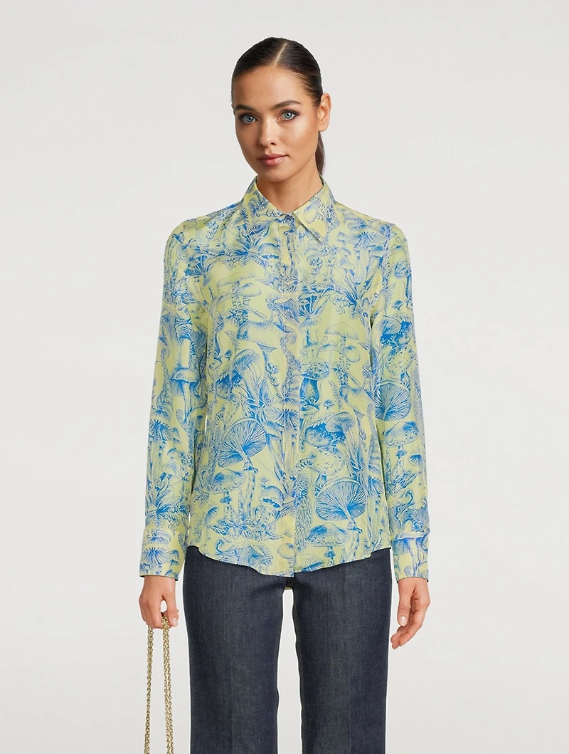 Silk Shirt Mushroom Print