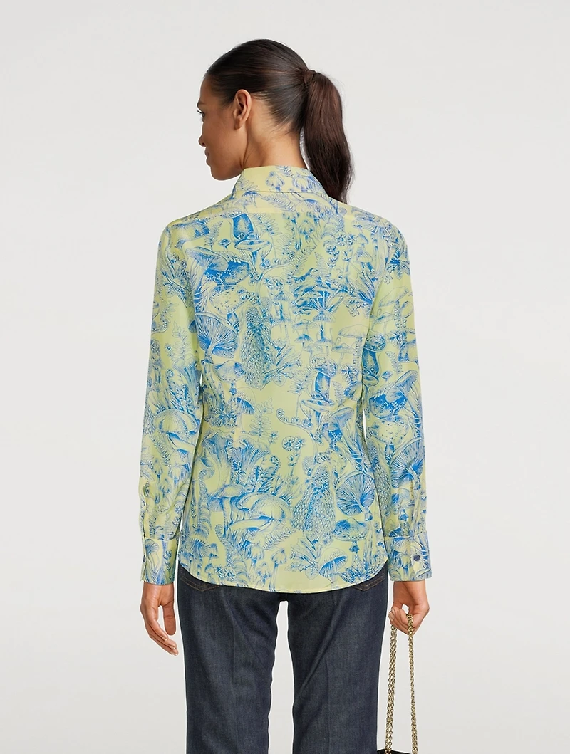 Silk Shirt Mushroom Print