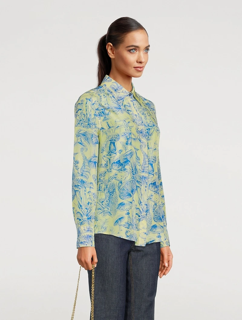Silk Shirt Mushroom Print