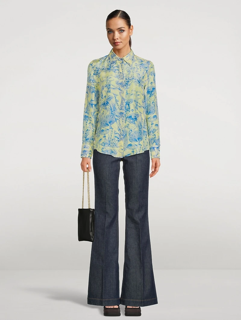 Silk Shirt Mushroom Print