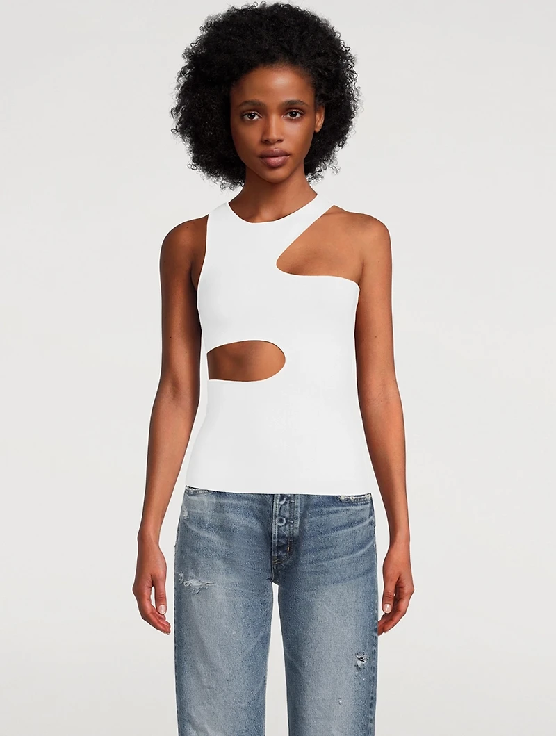Compact Knit Cut-Out Tank Top