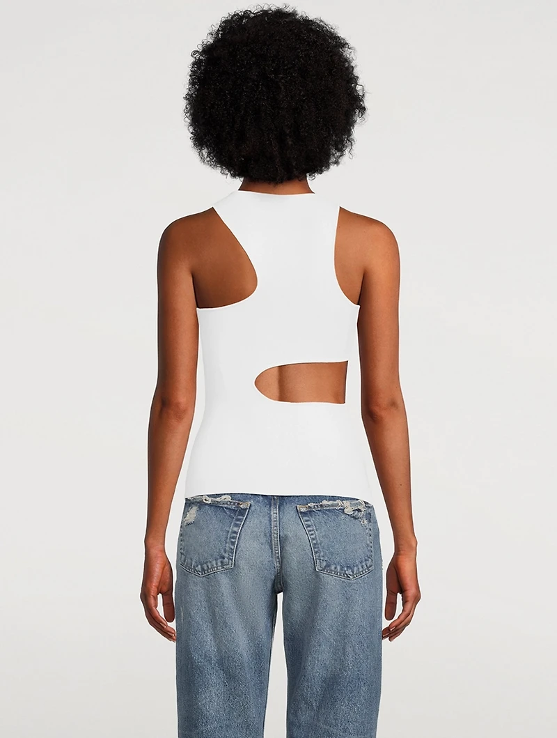 Compact Knit Cut-Out Tank Top