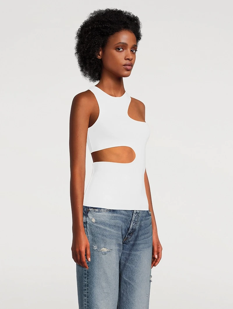 Compact Knit Cut-Out Tank Top