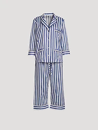 Cotton Striped Cropped Pajama Set