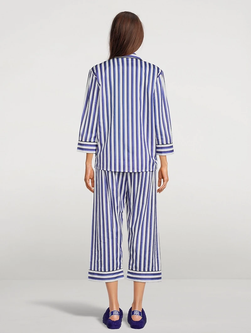 Cotton Striped Cropped Pajama Set