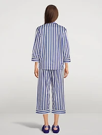 Cotton Striped Cropped Pajama Set