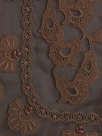 Embroidered Organza Blouse With Scarf