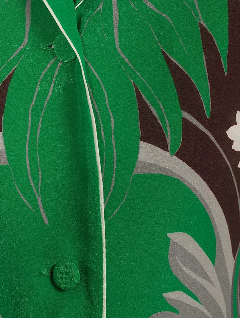 Crepe De Chine Pajama Shirt Street Flowers Tulipop Print