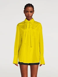 Washed Taffeta Shirt With Neck Tie