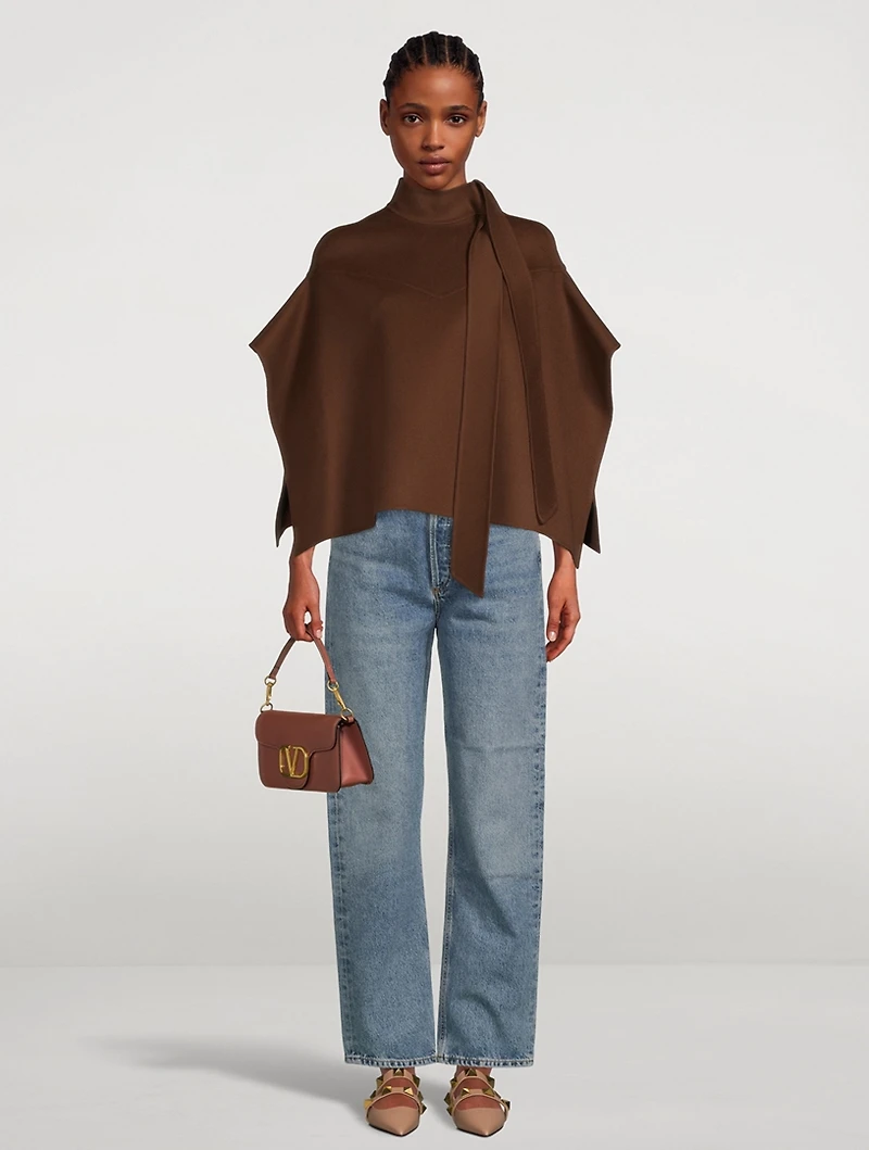 Mini Wool And Cashmere Cape With Scarf