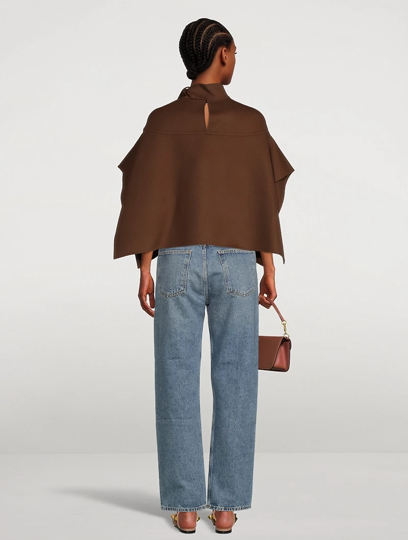 Mini Wool And Cashmere Cape With Scarf