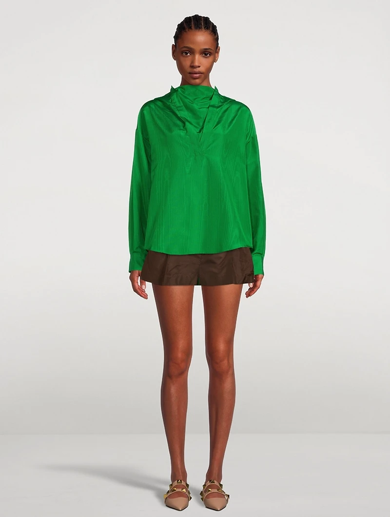 Silk Taffeta Anorak Blouse