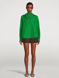 Silk Taffeta Anorak Blouse