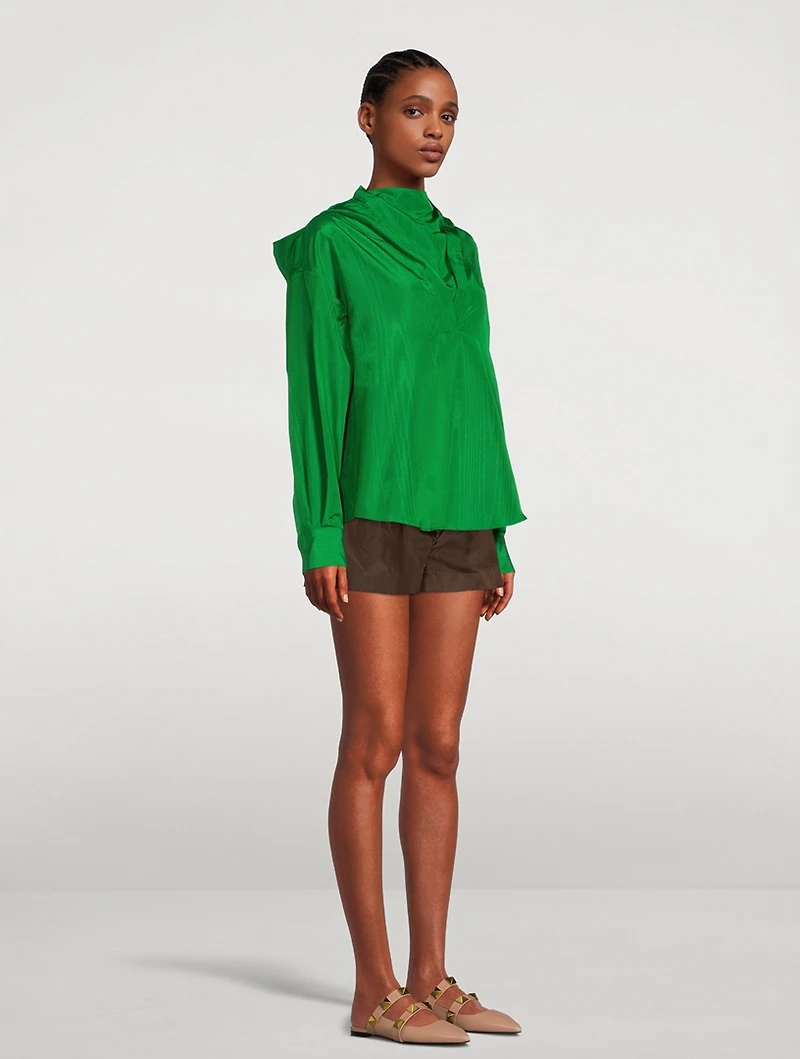 Silk Taffeta Anorak Blouse