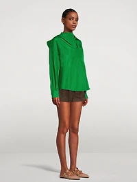 Silk Taffeta Anorak Blouse
