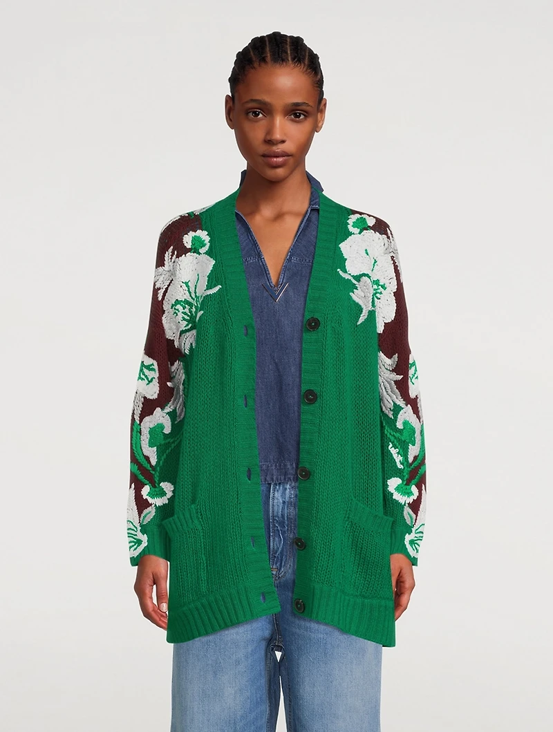 Street Flowers Tulipop Jacquard Wool Cardigan