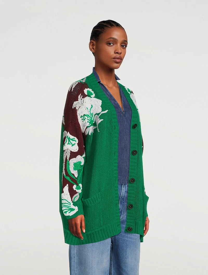 Street Flowers Tulipop Jacquard Wool Cardigan