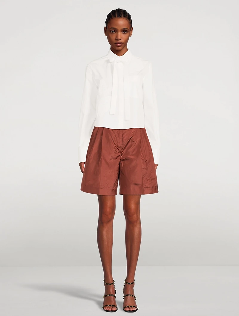 Washed Taffeta Bermuda Shorts