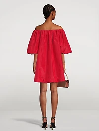 Off-The-Shoulder Washed Taffeta Dress