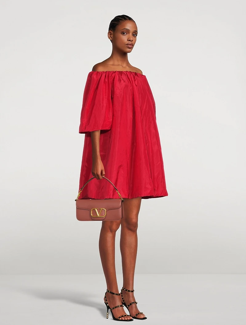 Off-The-Shoulder Washed Taffeta Dress
