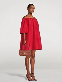 Off-The-Shoulder Washed Taffeta Dress