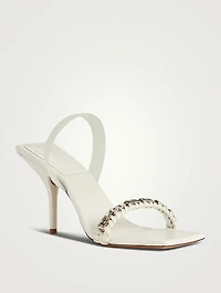 G Woven Leather Slingback Sandals
